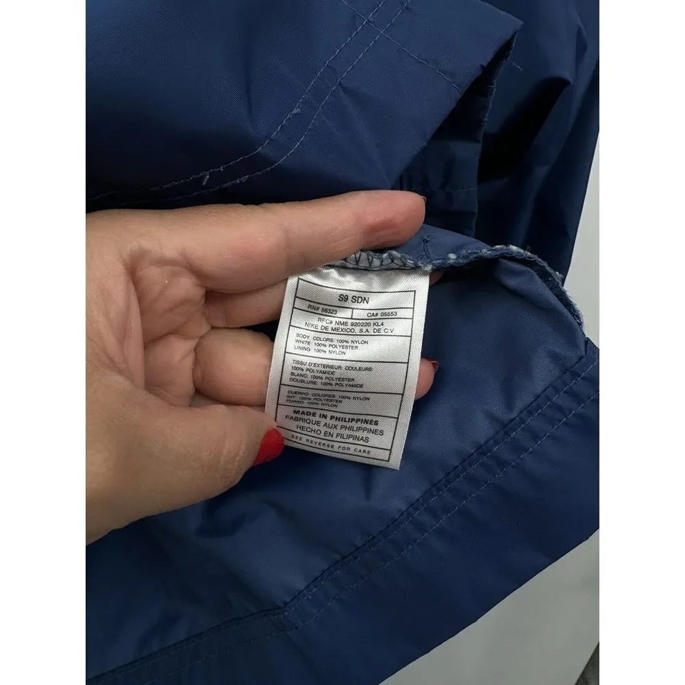 Nike Large Kids Windbreaker Jacket Blue White Full Zip Mesh Lined Swoosh‎ Logo